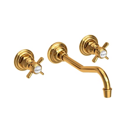 Newport Brass Wall Mount Lavatory Faucet in Aged Brass 3-947-034